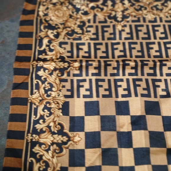 Authentic Fendi Roma Brown Logo Monogram Handkerchief - Picture 3 of 9